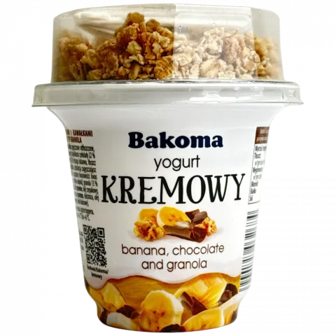 Йогурт крем. BAKOMA з гранолою 230г Банан-шоколад (Польща)