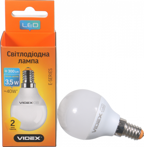 Лампа LED Videx E куля жовта 3,5 Вт Е14