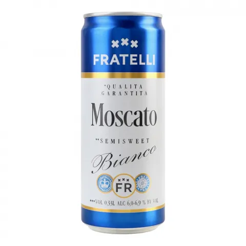 Напій винний с/алк. газ. Фрателлі Москато Бьянко 0,33 л з/б н/сол. біле 6-6,9