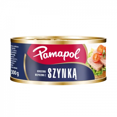 Конс М`ясо Pamapol 300 г зі свинячою шинкою И656 (Польща)