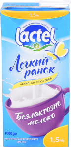 Молоко Лактель Легкий ранок 950/1 л 1,5 т/б к/ф б/лактозне