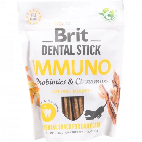 Ласощі д/собак Brit Dental Stick 251 г Immuno д/імунітету з пробіотиками і корицею