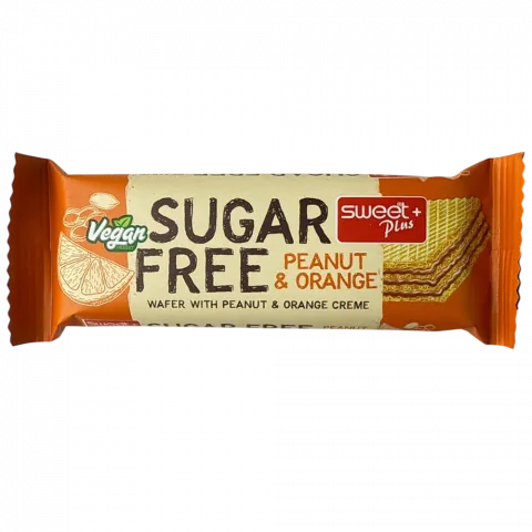 Вафлі Sweet+ 24 г арахіс-апельсин б/цукру И634 (Болгарія)