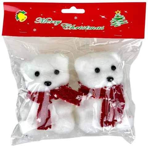 Прикраса ялинкова Білий ведмідь 2 шт, 10 см білі арт. 2025PJ316 9245 И382