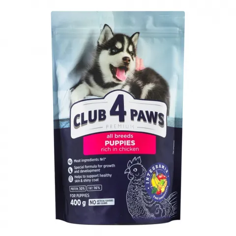 Корм д/цуценят Клуб 4 лапи 400 г сух. з високим вмістом курки