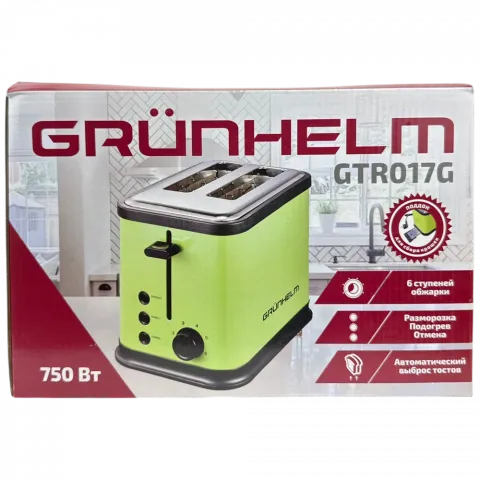 Тостер GrunhelmGTR017GYоливковий 750Вт