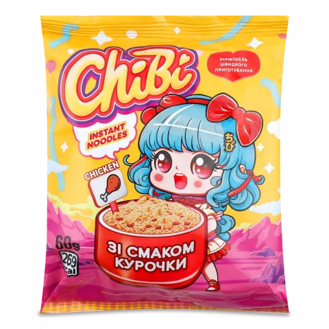 Вермішель ChiBi 60 г зі смаком курки негостра