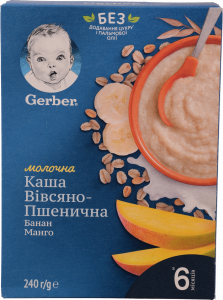 Каша Gerber 240 г мол. вівсяно-пшенична з бананом та манго