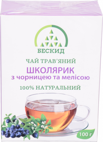 Чай Beskid 100 г травяний Школярик з чорницею та мелісою