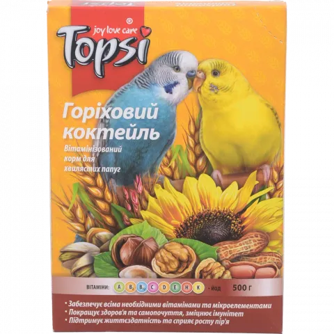 Корм Топсі 550 г Горіховий коктейль д/хвилястих папуг
