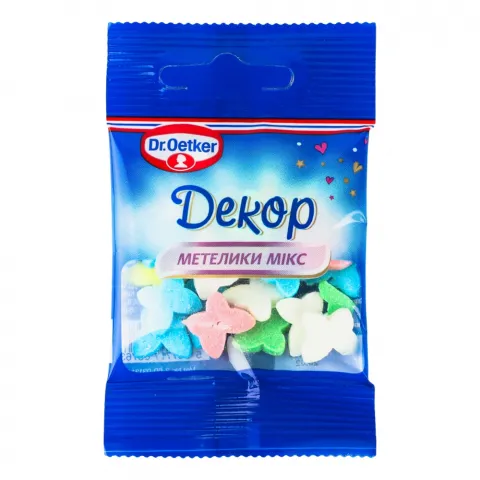Посипка цукрова Dr.Oetker 10 г метелики мікс