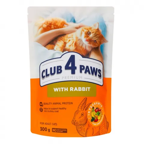 Корм д/котів Клуб 4 лапи 300 г пак. Premium Кролик
