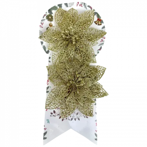 Прикраса ялинкова Квіти 2 шт, 14 см золоті арт. ZT24-F152 9245 И900