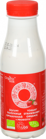Йогурт Organic Milk 2,5 300 г питний органічний Полуниця