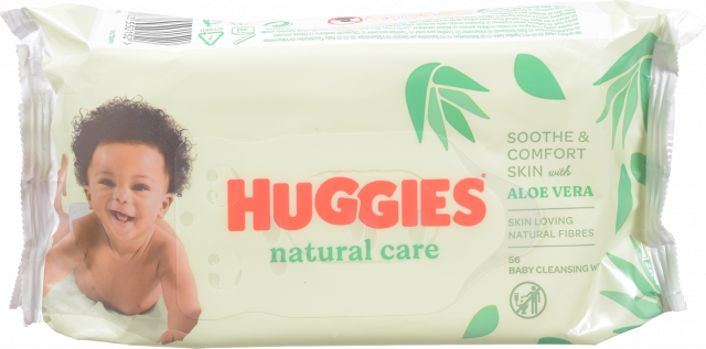 Серветки вологі Huggies 56 шт. Natural Care Алое