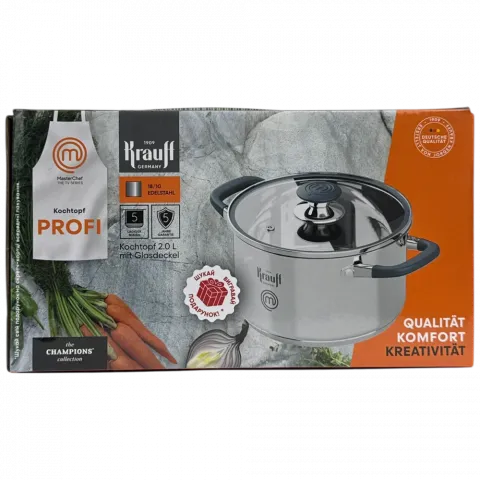 Каструля нерж. Krauff 2 л зі скл. кришк. 16 см 26-238-084