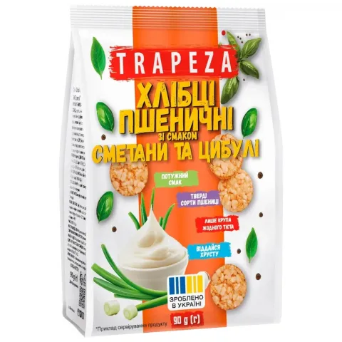 Міні-хлібці Трапеза 90 г Сметана та цибуля