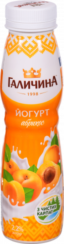 Йогурт Галичина 300350 г бут. 2,2 абрикос