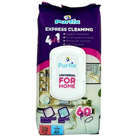 Серветки вологі Purfix 60 шт. унів. д/прибир. господ.