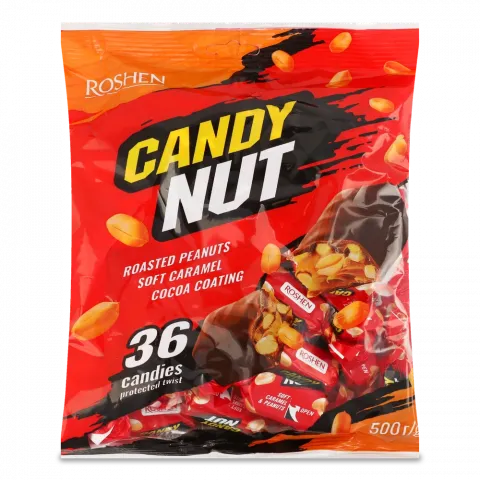 Цукерки Рошен 500 г Candy Nut карамель з арахісом