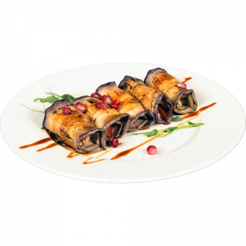 Рулетики з баклажанів з волоським горіхом під соусом унагі вага СП