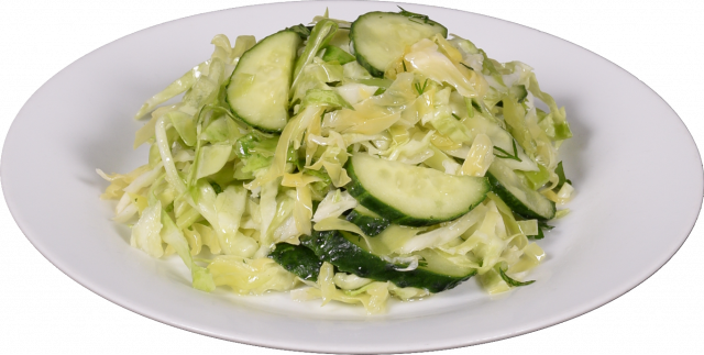 Салат з капусти білокачанної молодої, огірків та зелені Весняний ваг. Кулінар.