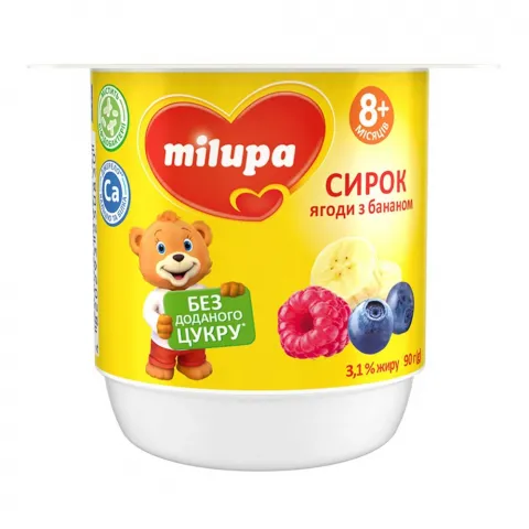Сирок з біфідобактеріями Мілупа 3,1 90 г Ягоди-банан