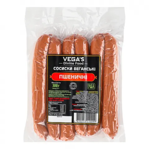 Сосиски Vega`s 300 г веганські Пшеничні