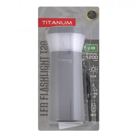 Ліхтарик Titanum світлодіодний акум. TLF-T20 70Lm gray