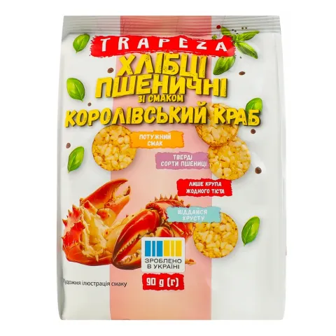 Міні-хлібці Трапеза 90 г зі смаком Королівський краб