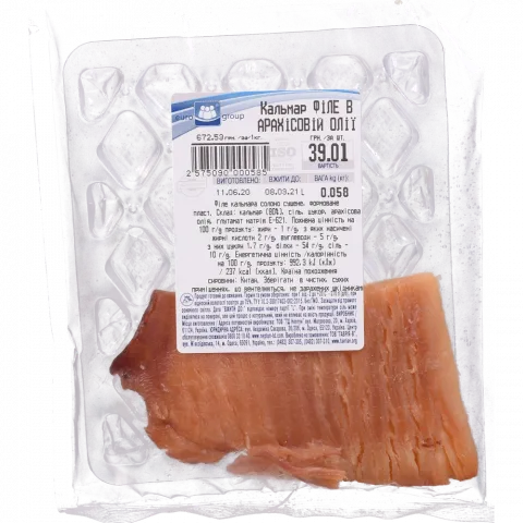 Єврогруп Філе кальмара в арахіс. олії сол.-суш. упак. ваг.