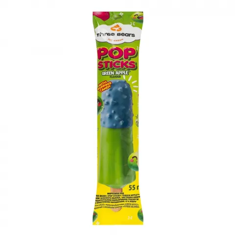 Морозиво Три Ведмеді 55 г лід Pop sticks Зелене яблуко