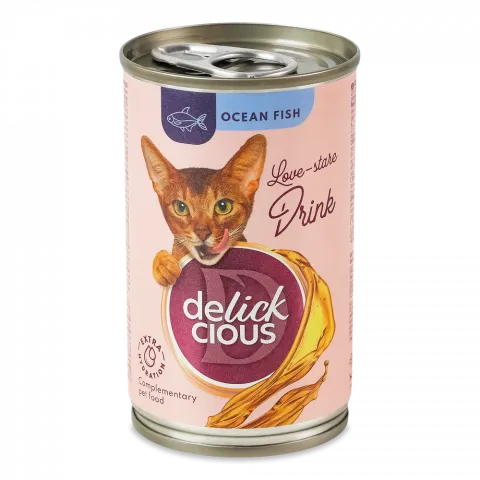 Корм д/котів Delickcious 140 г з/б напій з океанічною рибою