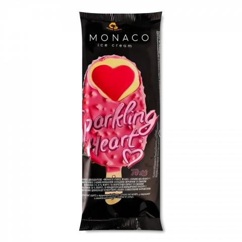 Морозиво Три Ведмеді 70 г ескімо Monaco Sparkling heart Лимон-Малина