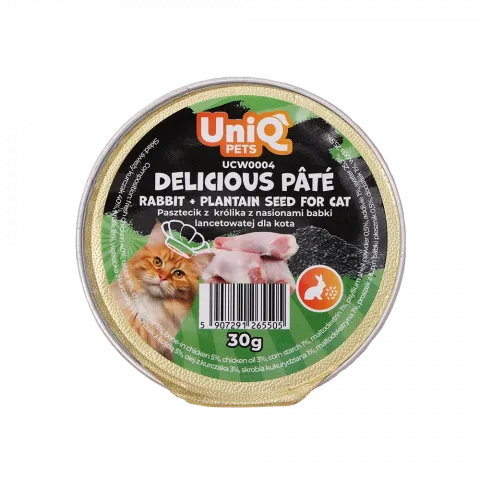 Корм д/котів UNIQ PETS 30г волог. Кролик/Псиліум И512(Пол)