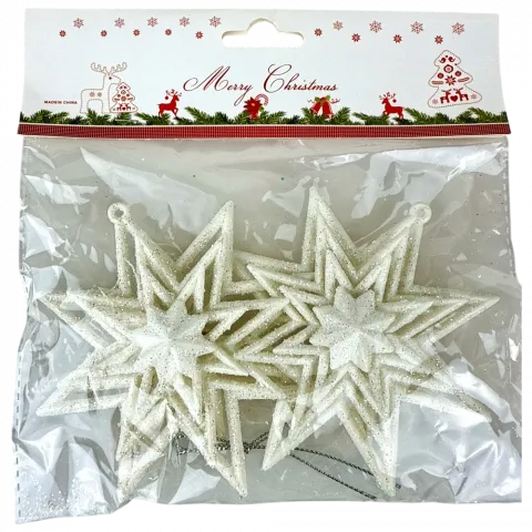 Підвіска ялинкова Зірка 2 шт, 10.5 см біла арт. HR24-718 9245 И347