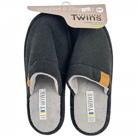 Капці дом. чол. Twins вельвет чорні р.44/45 19144
