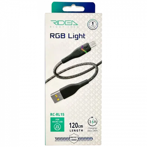 Кабель USB Ridea RC-RL15 RGB Light MicroUSB 3 A 1,2 м