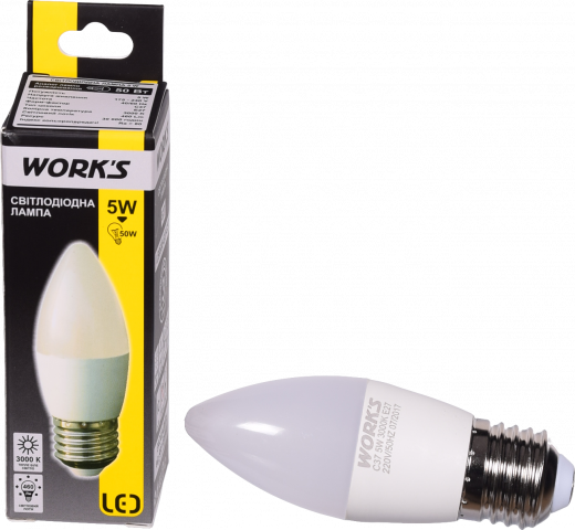 Лампа LED WORK`S свічка жовта 5 Вт E27