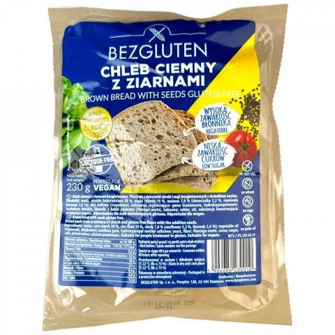 Хліб Bezgluten 230г чорн з насінням б/глютену И010(Польща)