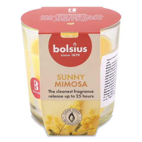 Свіча Bolsius в скл. аром 80/73 True scents мимоза  25 год., арт. 101924930356
