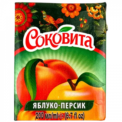 Напій б/алк. Соковита 200 мл Яблучно-персик. з м`якоттю
