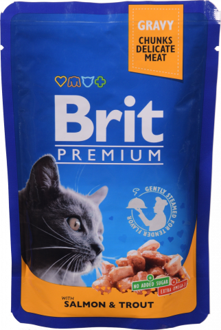 Корм д/котів Brit Premium Cat pouch 100 г пак. Лосось/Форель 100271