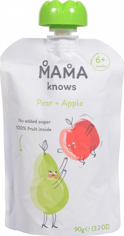 Пюре Mama knows 90 г д/пак. груша-яблуко без цукру