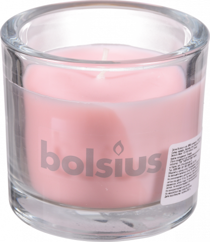 Свіча Bolsius в скл. 80/92 рожева, 29 год., арт. 103621880304