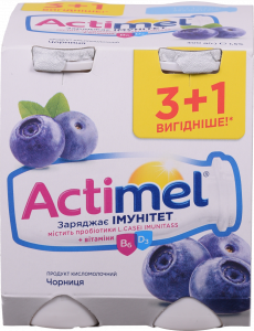 Актімель Чорниця 4х100 г кисломол. продукт