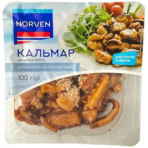 Кальмар Norven 100 г щупальця з кунжутом та соусом Унагі