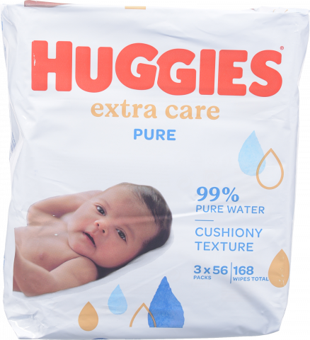 Серветки вологі Huggies 56 шт. Pure Extra Care 2+1