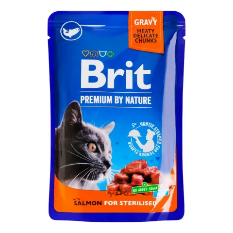 Корм д/стереліз. котів Brit 100 г з лососем Premium