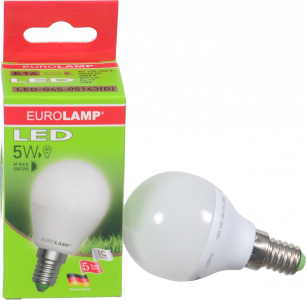 Лампа LED EuroLamp куля жовта 5 Вт Е14